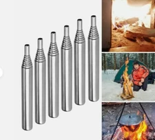 2pcs Portable Emergency Fire Starter Stainless Steel Blow Fire Tube Fire Tools