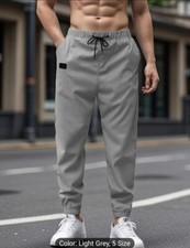 Men s Cool Summer Trousers Slim Fit Lightweight Long Pants with Stretch Waist