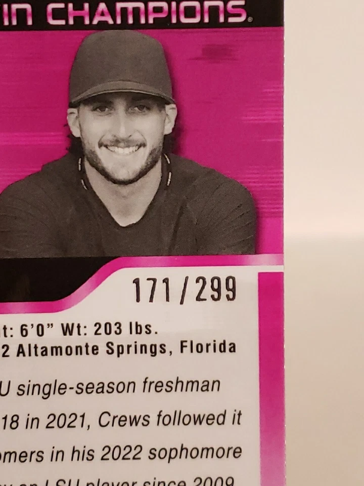 Dylan Crews 2023 UD Goodwin Champions Platinum Horizontal Pink Traxx /299 Rc - Image 3 of 3