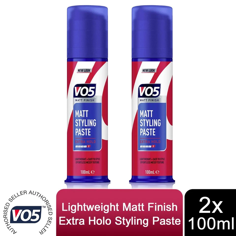 2x of 100ml VO5 Matt Styling Paste Lightweight For ExtraHold Effortless Texture