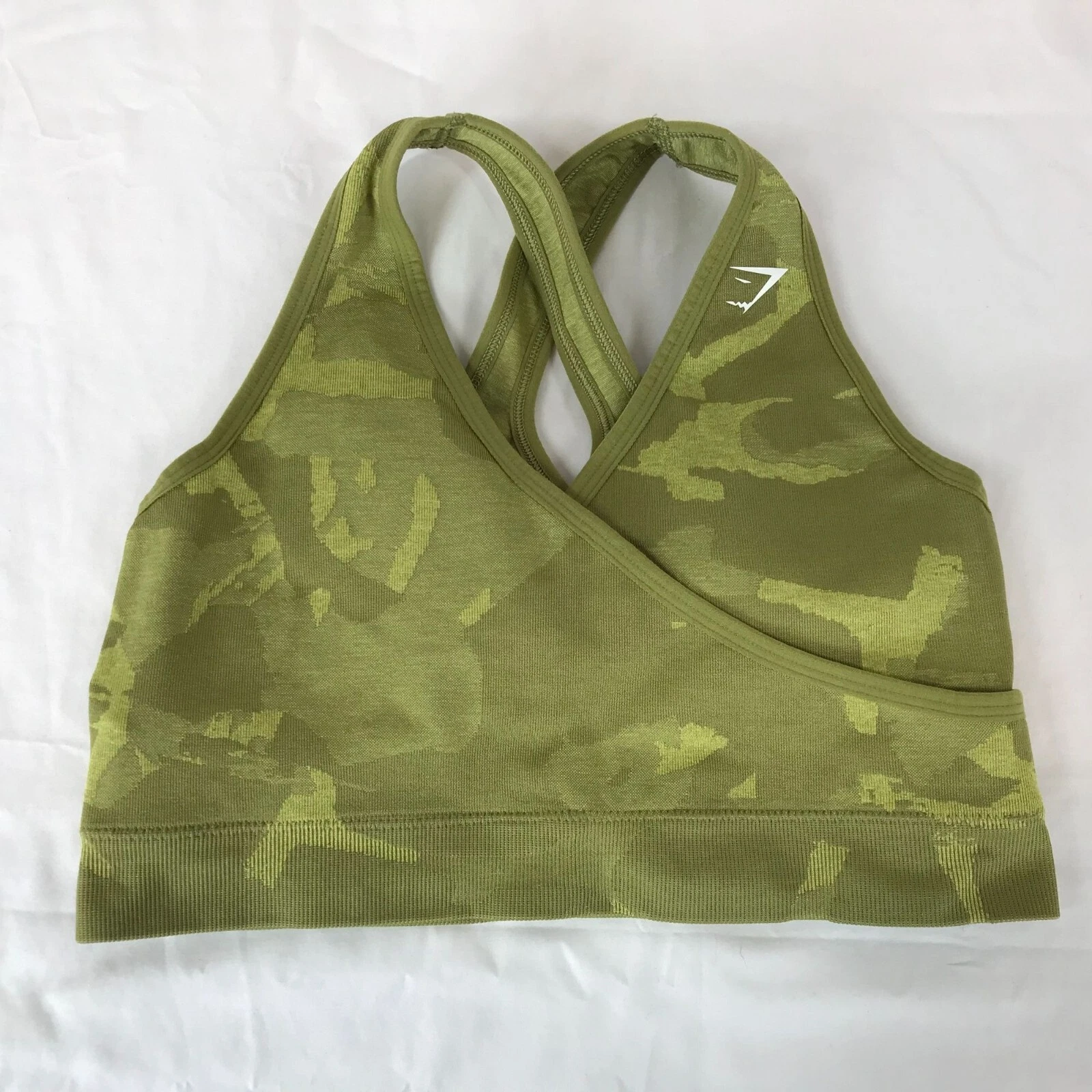 gymshark camo criss cross wrap sports tank-bra