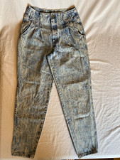Women’s vintage pleated jeans sunset blues made in USA size 14 tall high waist