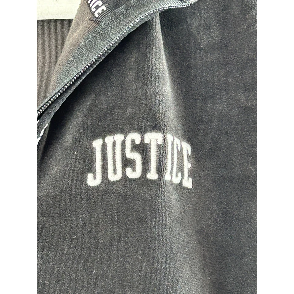 Sudadera con Capucha Justice Youth Media Cremallera Polar Con Bolsillo Canguro Talla 10 Terciopelo Negro y Foto 2 de 4