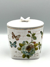 Avanti Linens - Butterfly Garden Covered Jar, Bathroom Canister
