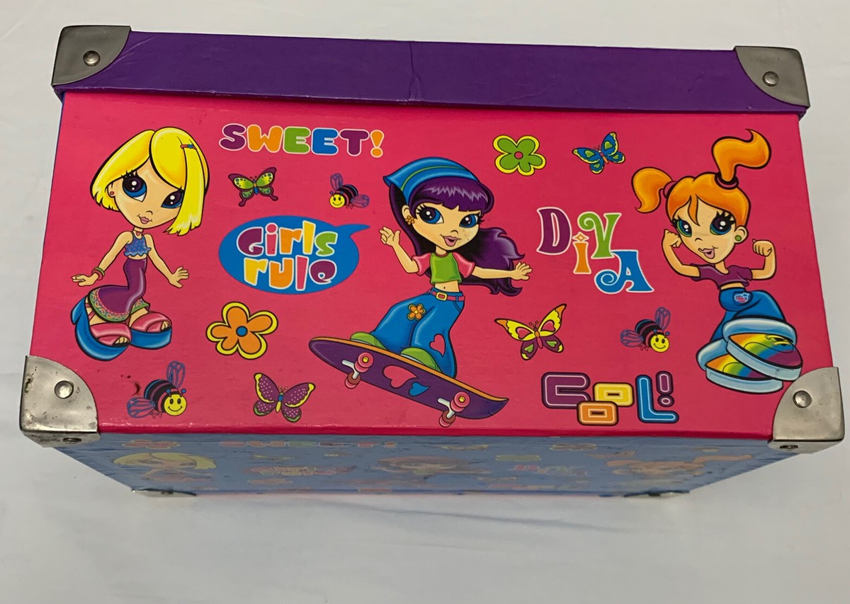 Lisa Frank Girls Rule Storage Box Trunk W/ Metal Corners