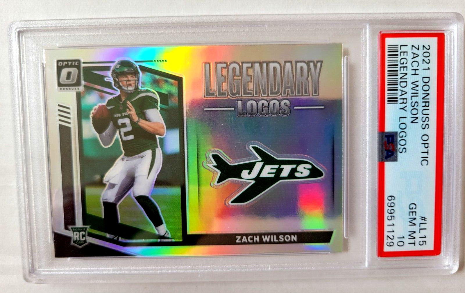 2021 Panini Donruss Optic #MH-2 ZACH WILSON LEGENDARY LOGOS SILVER PRIZM PSA 10