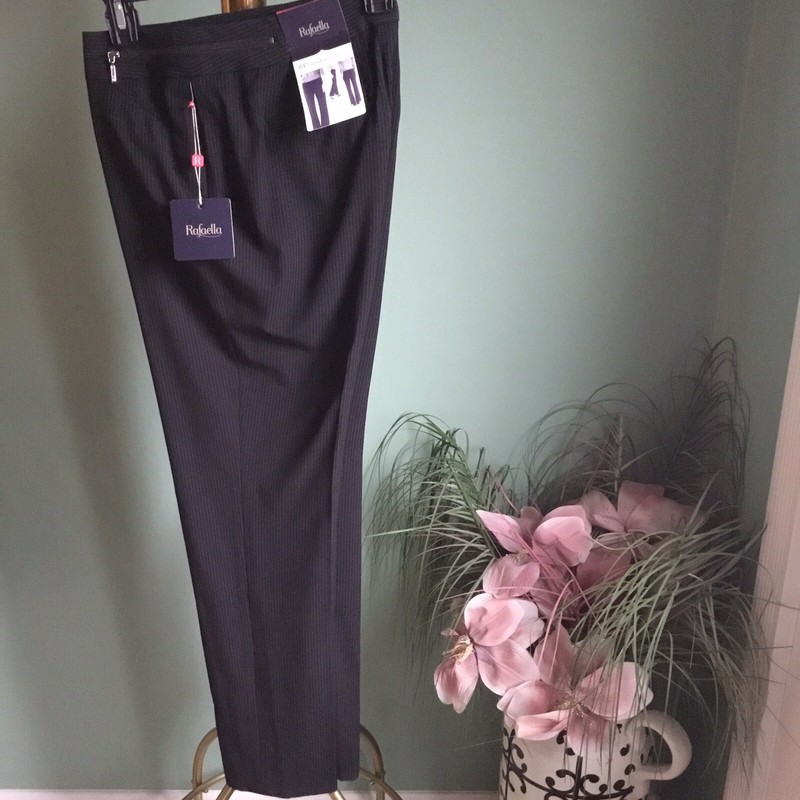Ladies Black Pin Striped Pants By Rafaella - Size 8P - NWT