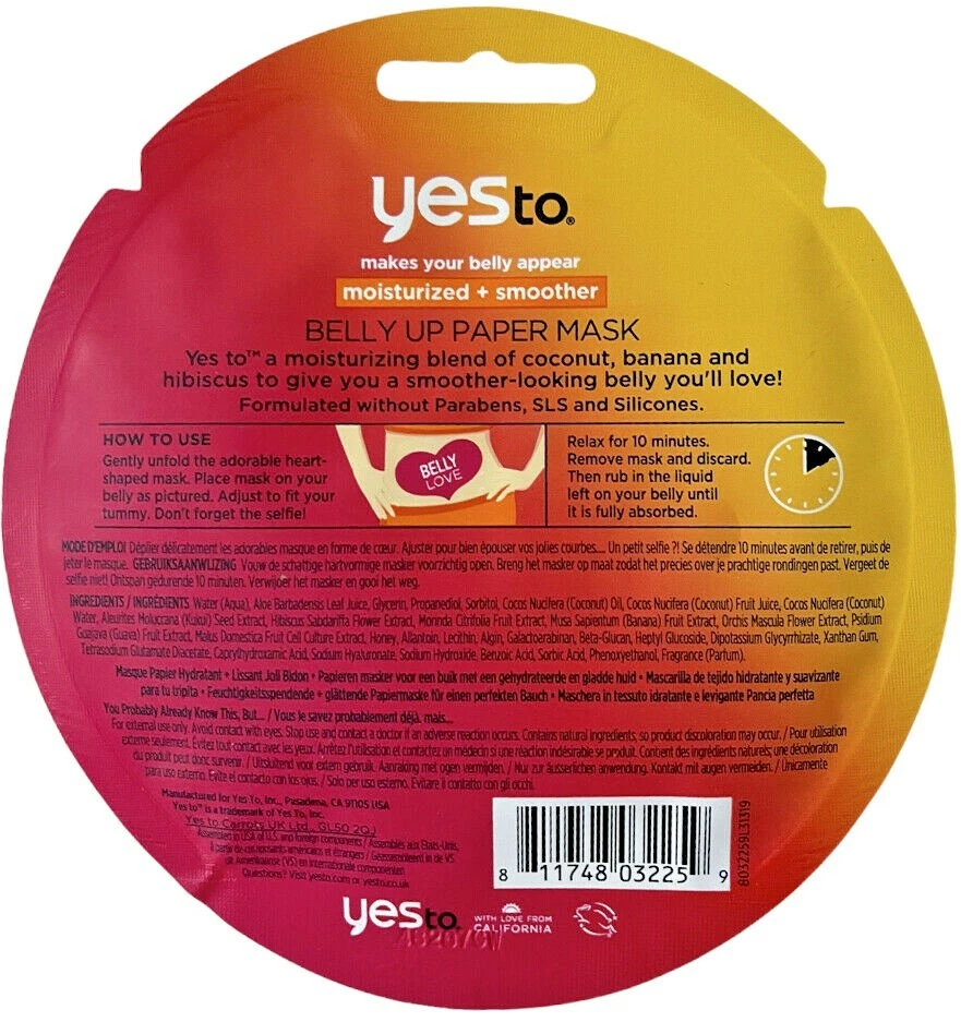 4x Máscara de Papel Yes To Moisturized + Smoother Belly Up 0,5 fl oz Banana de Coco - Imagem 3 de 3