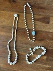 VINTAGE Milk Glass NECKLACE Lot Of Two Plus Beads White Glass RESTRING READ