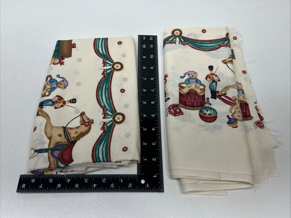 Lot Of Christmas Holiday Print Quilt Craft Fabric Appliques Remnants Scraps - Image 3 of 4