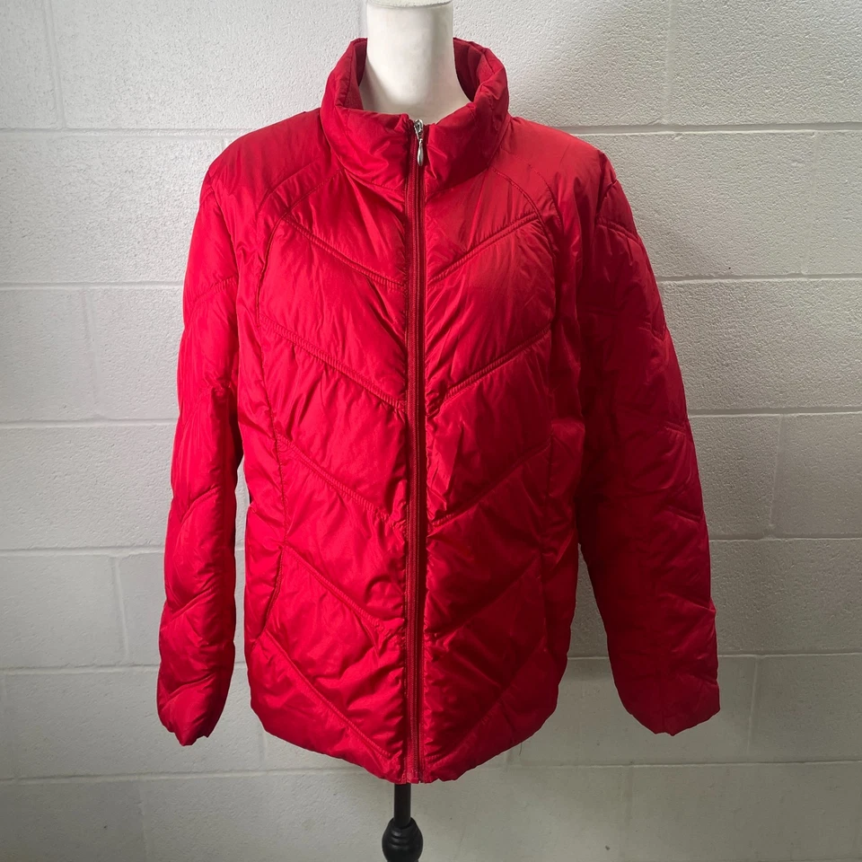 Chaquetas acolchadas Athletic Works para mujer XL 18-18 rojas cuello falso cremallera completa manga larga Foto 2 de 4