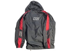 Nike Mens Black  Red Vintage Windbreaker Jacket With Hood XL