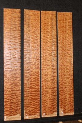 Pomelle figured sapele guitar fingerboard blank. Sold individually.