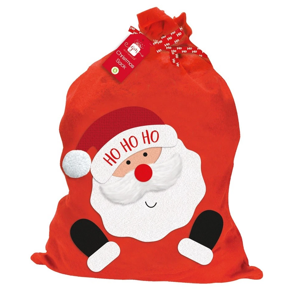 Sac De Noël De Luxe Grand En Feutre Rouge Pour Cadeau - Photo 1/1