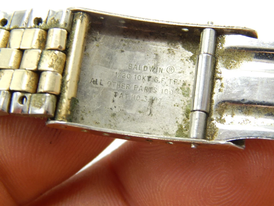 Antiguo reloj pulsera vintage usado Baldwin 2 tonos oro relleno 19 mm 3/4" Foto 4 de 4