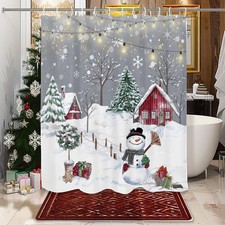 OVZME Snowman Shower Curtain New Year 72"W x 72"L Pack of 1 ,