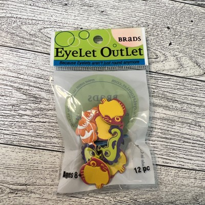 #ad #ad EyeLet OutLet Shape Brads 12 Pkg Funky Fish $6.99