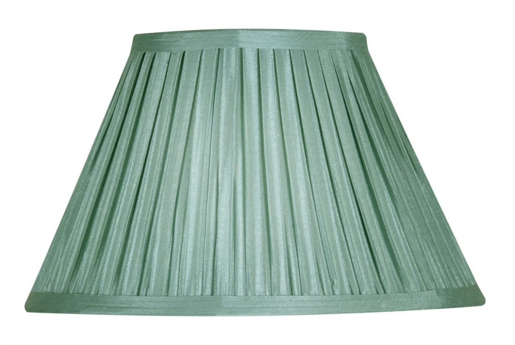 Lampshade Green 8"" Tapered Small Box Pleat Sage Faux Silk 200mm Oaks Lighting