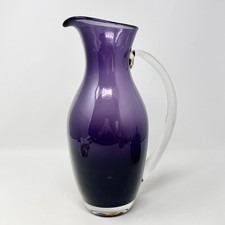 Vintage Artland 60 oz Salute Plum purple and crystal blown glass pitcher