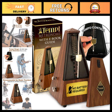 Mechanical Metronome for Musicians - Piano, Guitar, Violin - Brown Grain Finish
