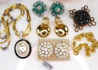 HIGH END VINTAGE JEWELRY LOT 80S DIOR GIVENCHY TRIFARI CRYSTAL GOLD CHUNKY CROSS
