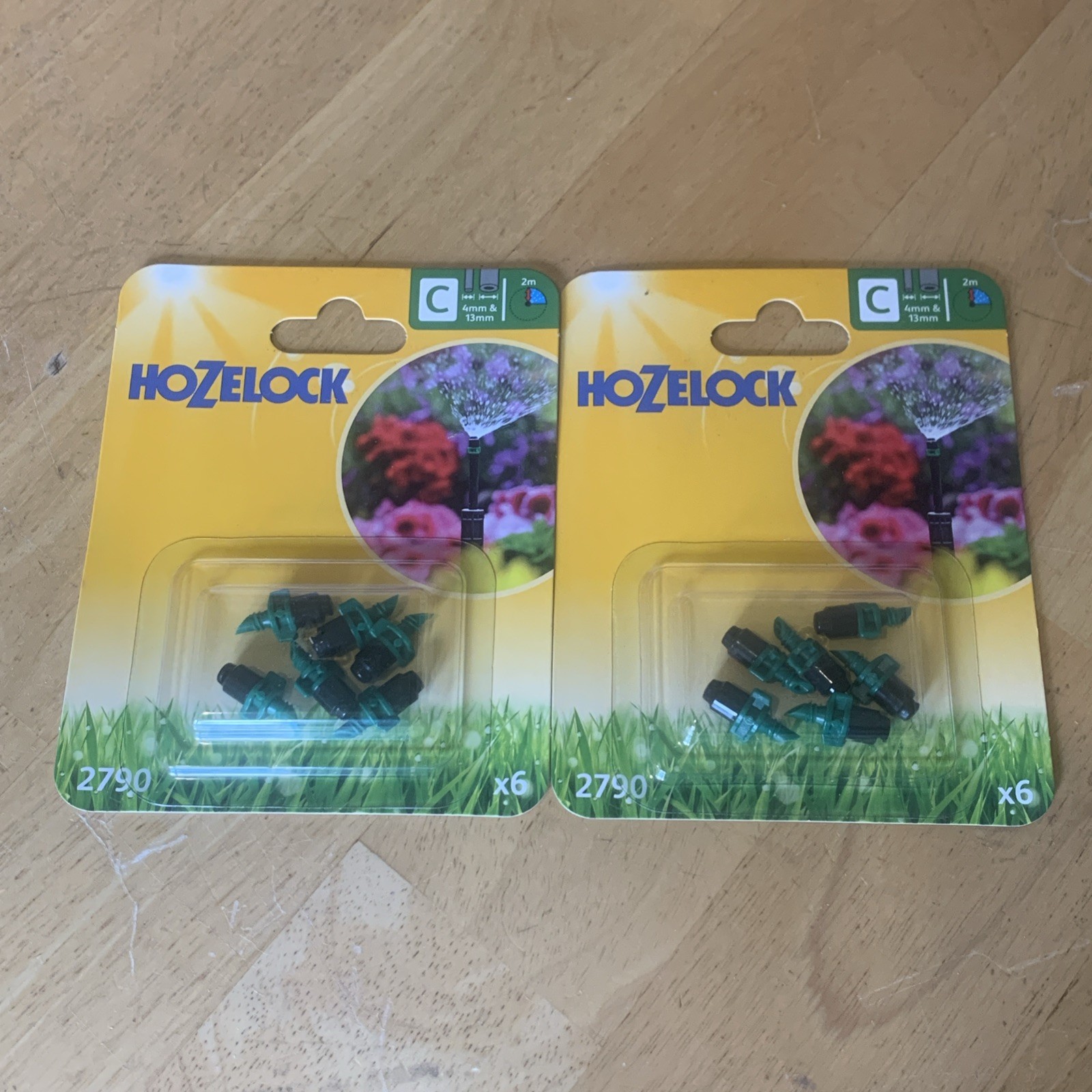 2x Hozelock 2790 Strip Micro Jet 4mm & 13mm Pack of 6 Garden Watering Irrigation