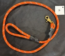 4' Four Foot Handmade Pet Leash - Orange - Reflective - Climbing Rope - (V)