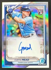 2024 Bowman Chrome Rookie Autographs Refractor #CRA-CME Curtis Mead RC Auto /499