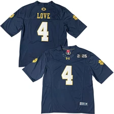 Men's Jeremiyah Love CFP 2025 All Stitched Jersey Navy/White/Green 