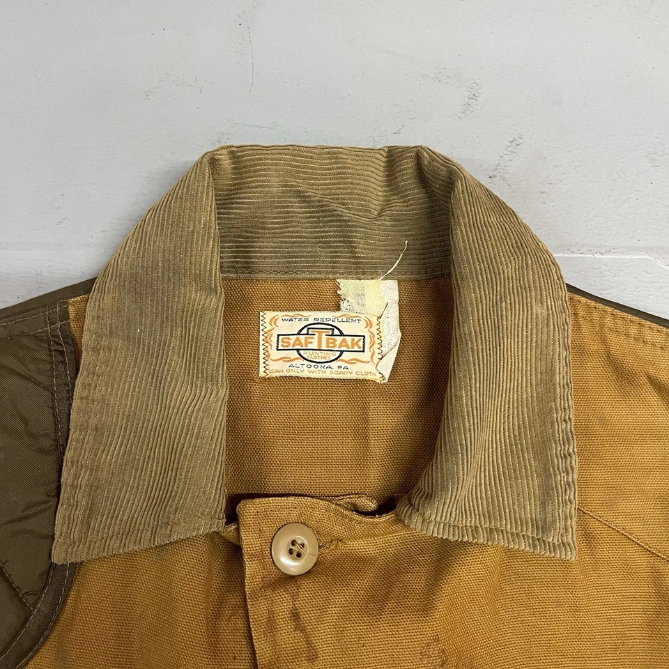 Vintage SafTBak Bird Hunting Shooting Jacket Brown Contrast Corduroy Men's Sz L - Image 3 of 4
