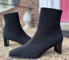 Stuart Weitzman Women's Black Ankle Booties Block Heel Size 10 SS (Super Slim)