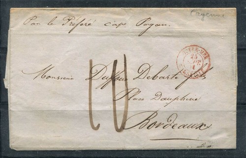 France 1841 Cover 80% Pre-stamp cover used Bordeaux