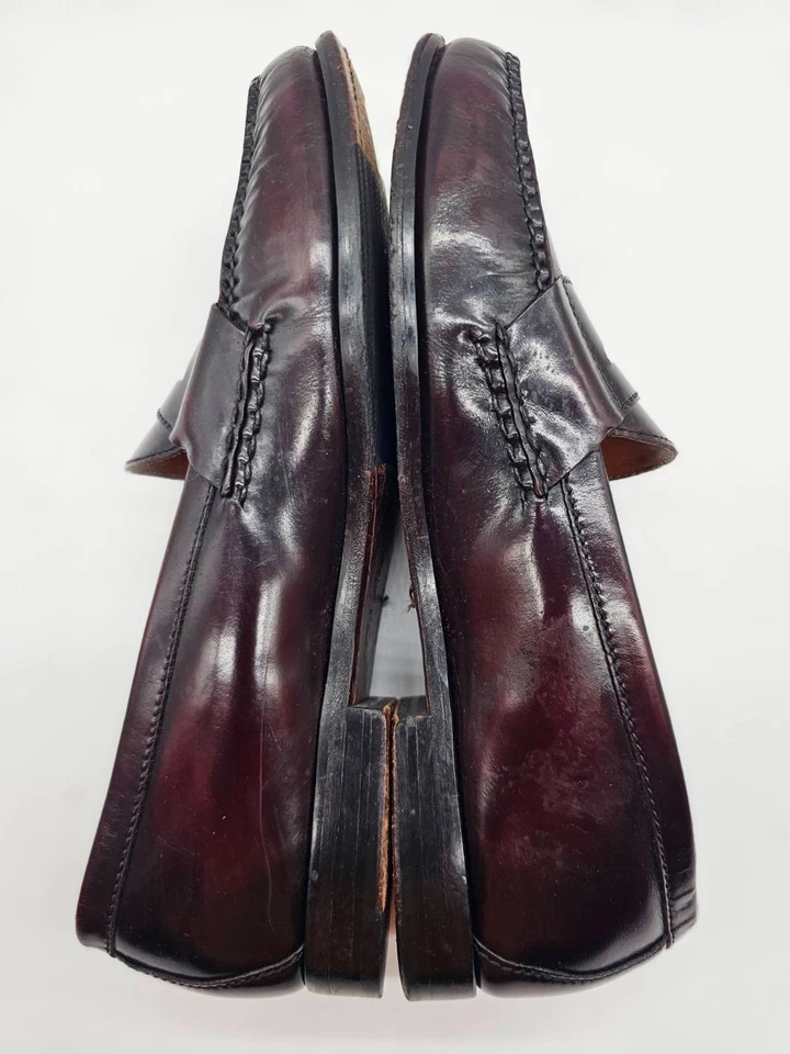 Cole Haan Para Hombres Borgoña Cuero Negro Penny Vestido Negocios Mocasines Talla 12.5 Foto 3 de 4