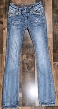 Rock Revival Jeans Womens 24 Blue Denim Slim Boot Rhinestones Y2K Distressed