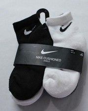 Nike Kids' Cushioned Ankle Socks 6 Pairs DH3 White/Black/Gray 10C-3Y NWT