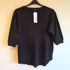 New! UNIQLO women's black boatneck tunic - XS - honeycomb t-shirt top cotton 3/4