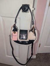 Juicy Couture Snuggle Hobo Bag In Black With Faux Fur Trim