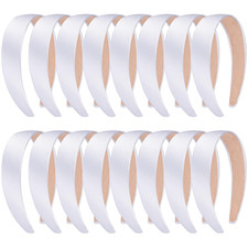 16 Pieces Satin Headbands White Headband 1 Inch Satin Hard Headbands DIY Hair He