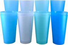 Large Plastic Cups 32 Oz - Reusable Big Drinking Cup Set of 12 - BPA Free Dishwa
