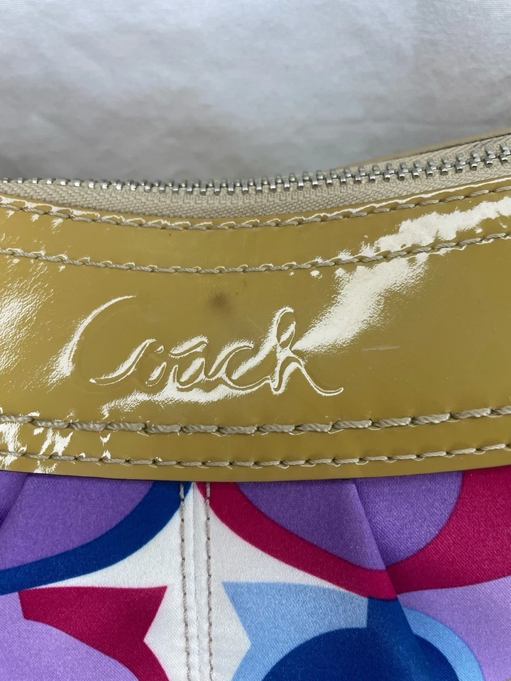 Bolso de Hombro COACH Cartera Firma Bufanda Satén y Cuero Borde F13796 Foto 2 de 4