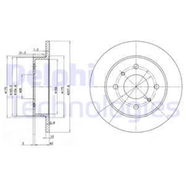 Delphi 2X Bremsscheibe Hinten Ø258 Mm Voll FüR Nissan Almera II Hatchback N16-image