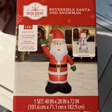 Inflatable Reversible Santa Snowman LED Light Up 6 Ft. Tall Airblown NEW IN BOX