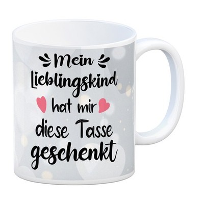 Lieblingskind Kaffeebecher in grau zum Mutter und Vatertag