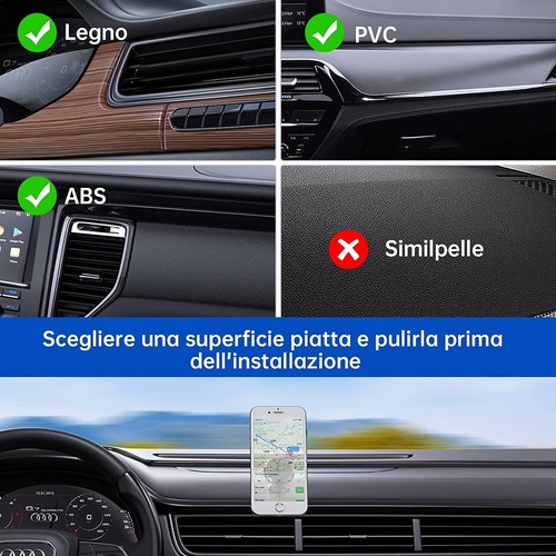 SUPPORTO CELLULARE AUTO MAGNETICO PORTA TELEFONO SMARTPHONE ADESIVO SU CRUSCOTTO - Zdjęcie 6 z 9
