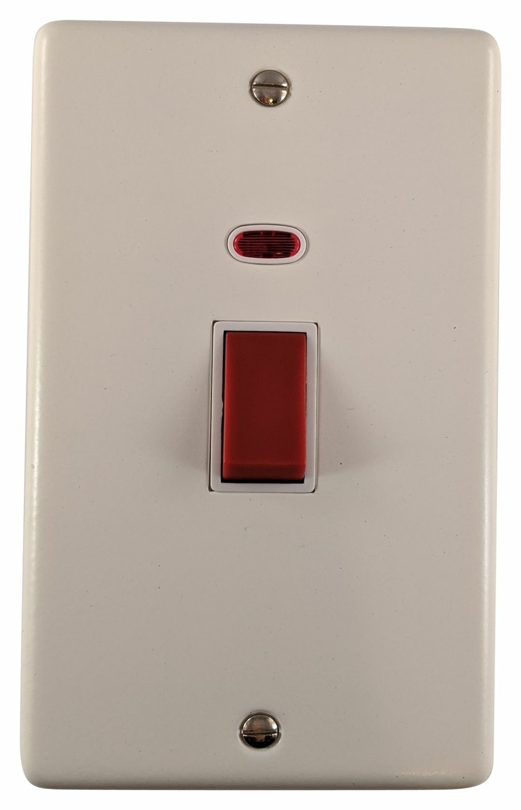 G&H CW28W Standard Plate Matt White 45 Amp DP Cooker Switch & Neon Vertical
