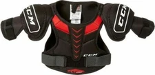 CCM YOUTH QLT EDGE ICE HOCKEY SHOULDER PADS, BLACK/RED, SMALL