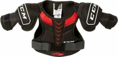 CCM YOUTH QLT EDGE ICE HOCKEY SHOULDER PADS, BLACK/RED, SMALL