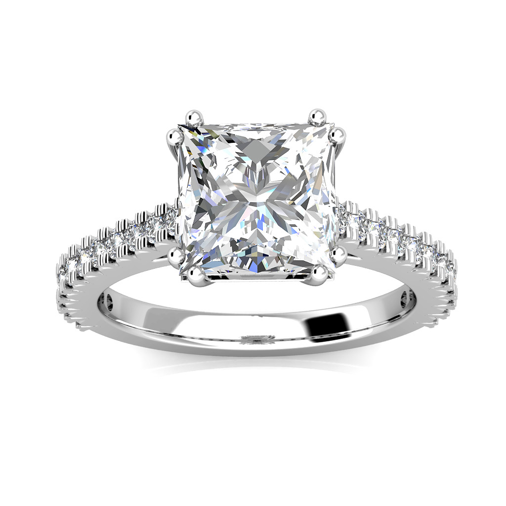 3.20Ct Princess Cut & Diamond Wedding Engagement Ring 14K Solid White ...