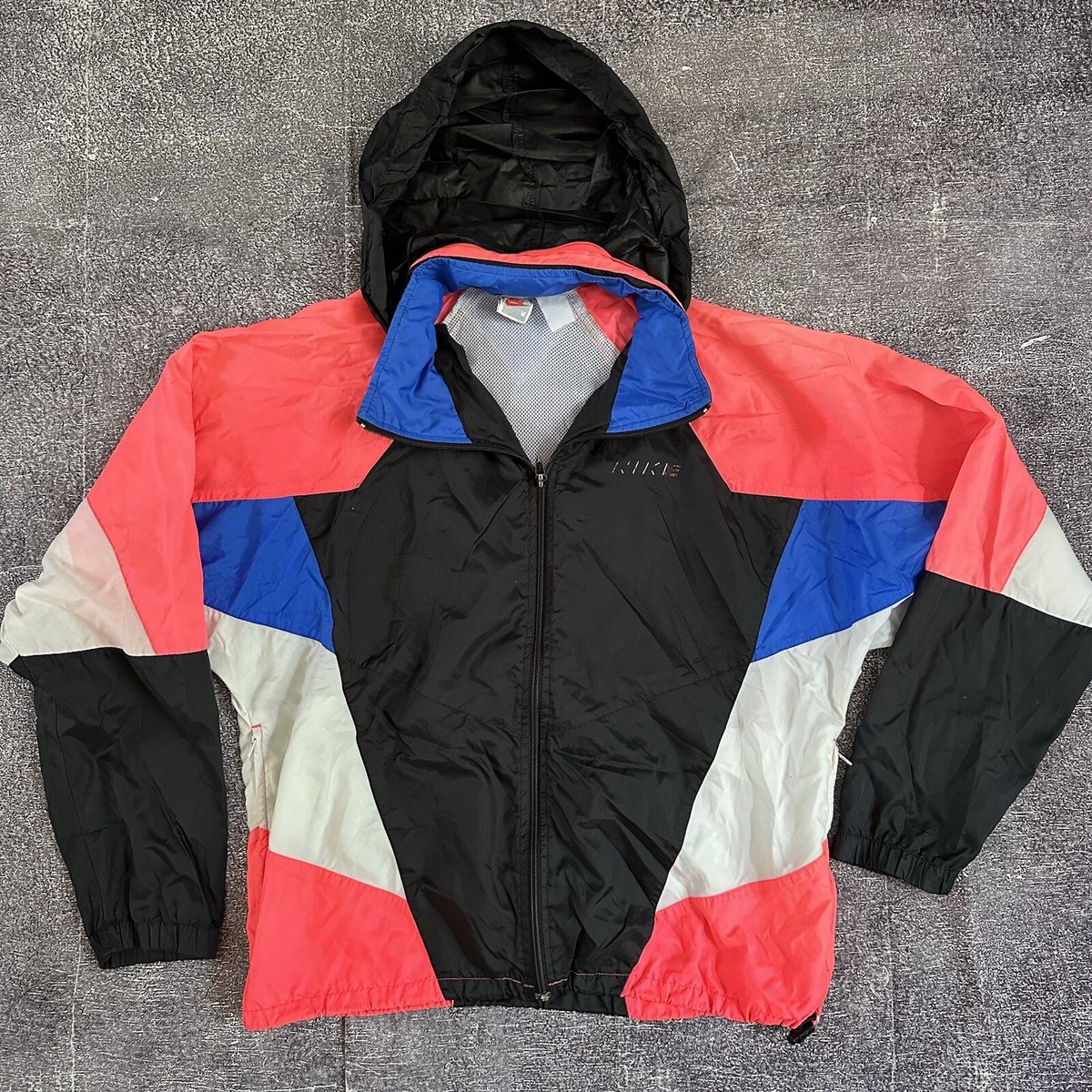Nike Men's Color Block Windbreaker Men's Vintage 90s Nike Gray Tag Pink  Blue Black Color Block