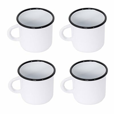 Set Di 4 Tazze Coniche In Acciaio Smaltato, Grigio, 250 Ml - Adatte Al Fuoco E Lavabili In Lavastoviglie - 3